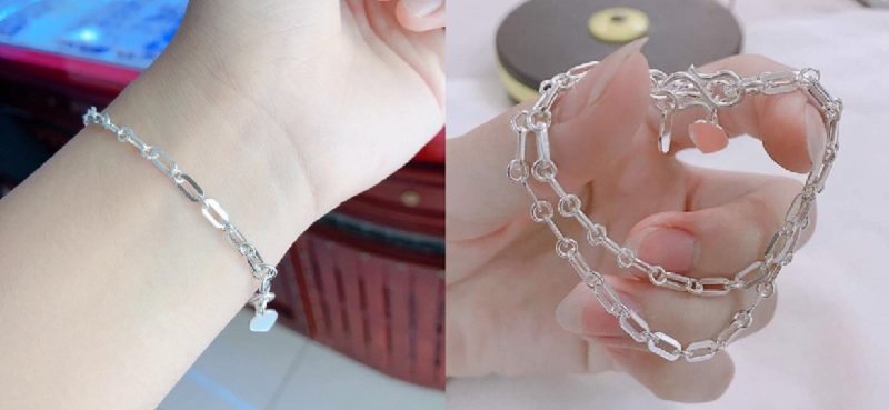 Lắc tay bạc nữ kiểu mắc xích nhỏ